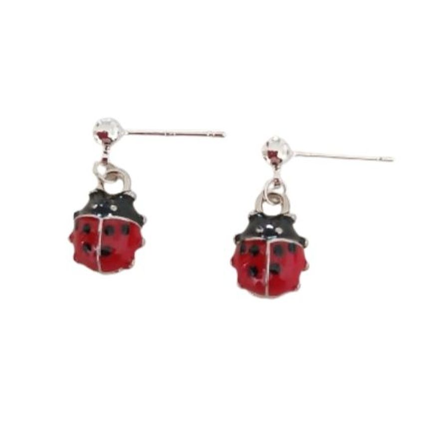 Sterling Silver Stem Ladybird Earrings
