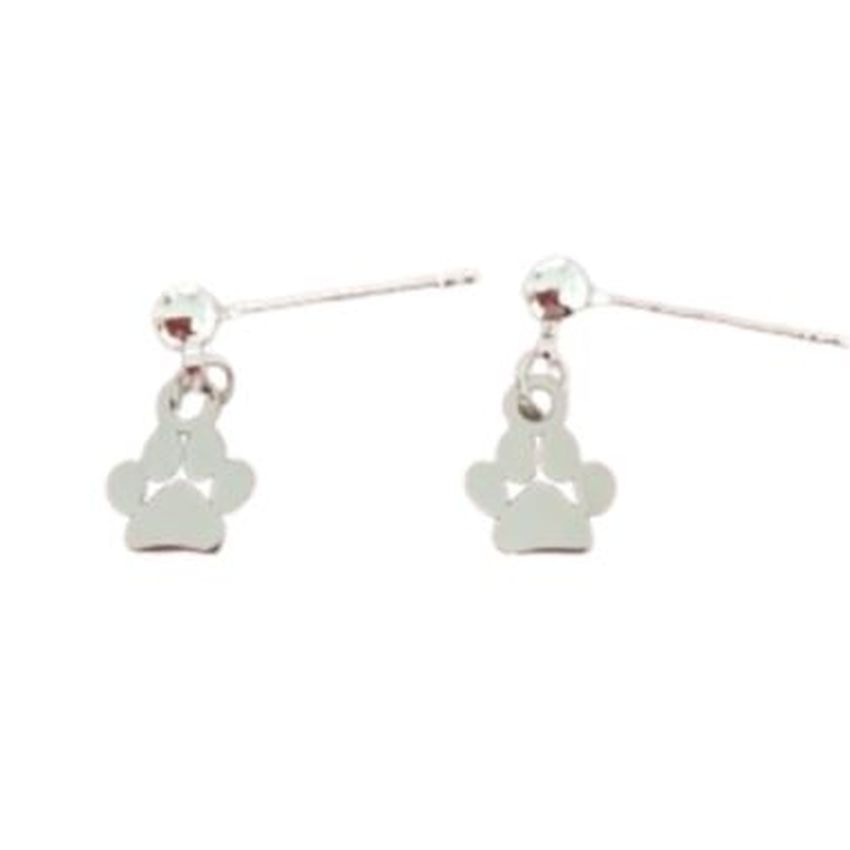 Sterling Silver Stem Paw Earrings