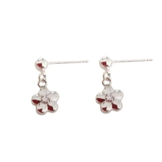 Sterling Silver Stem Small Flower Earrings