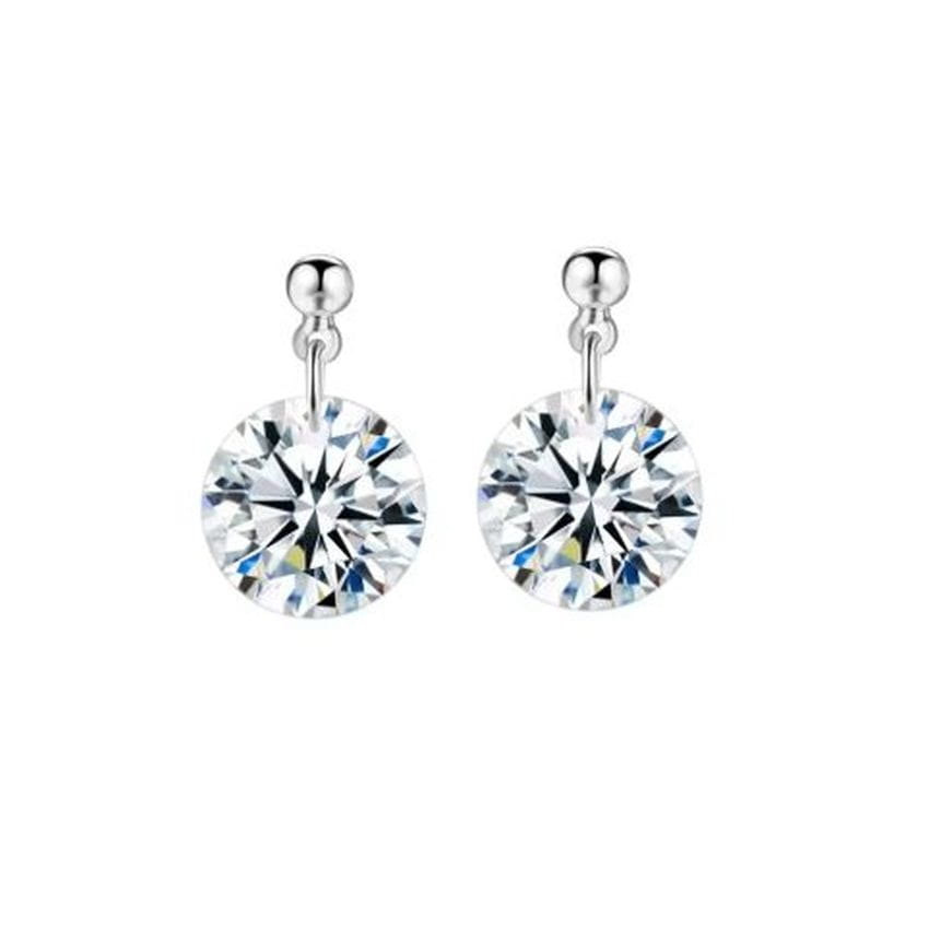 Sterling Silver Stem Solitaire Earrings