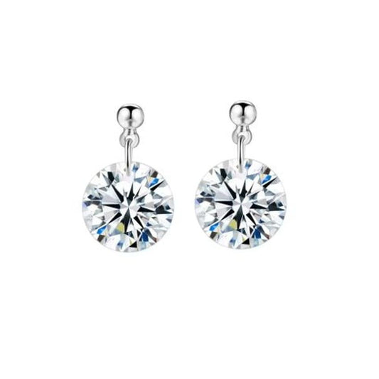 Sterling Silver Stem Solitaire Earrings
