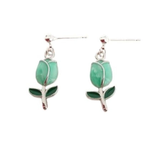 Sterling Silver Stem Tulip Flower Earrings