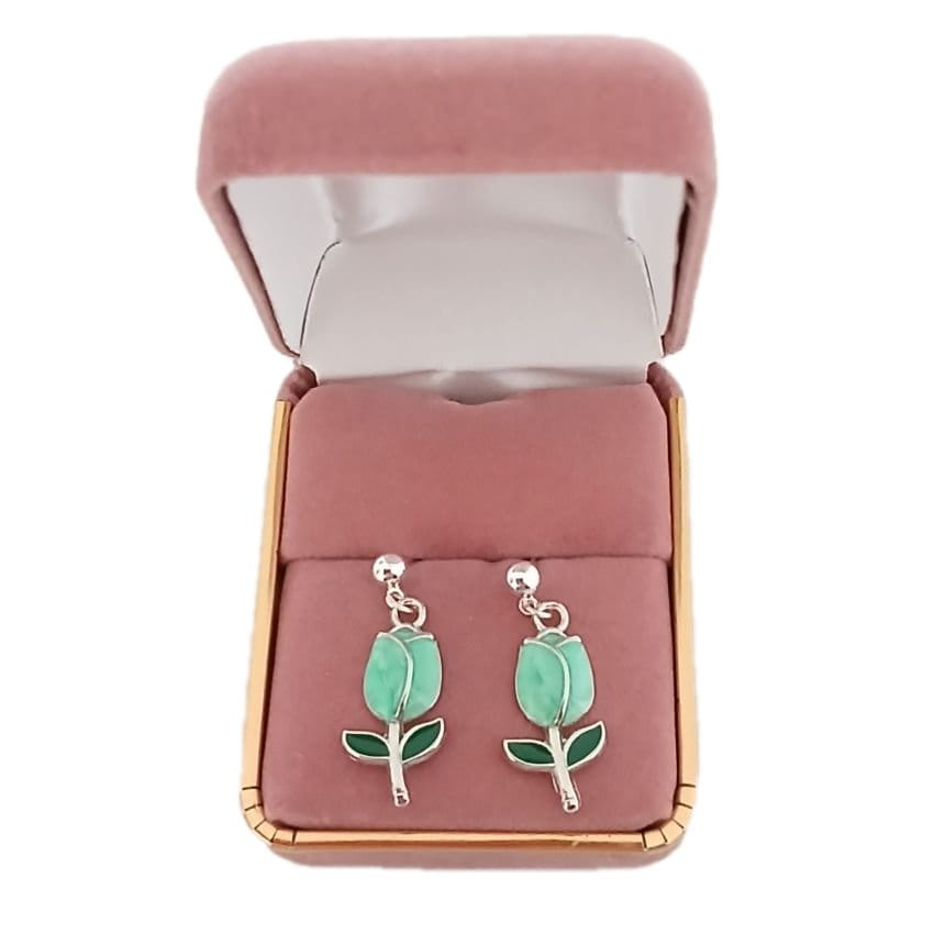 Sterling Silver Stem Tulip Flower Earrings(2)