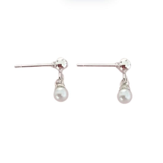 Sterling Silver Tiny Pearl Communion Earrings