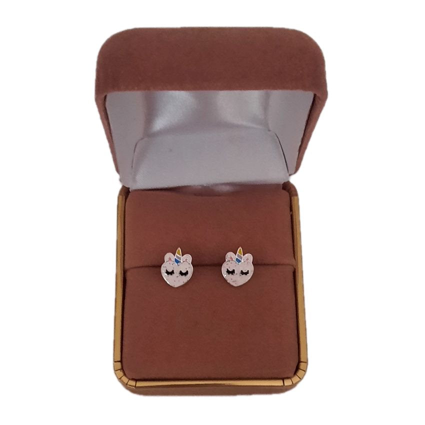 Sterling Silver Unicorn Head Childs Earrings(2)