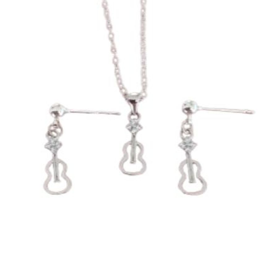 Sterling Silver Violin Jewellery Set