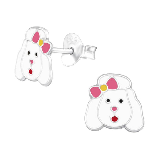 Sterling Silver White Dog Earrings