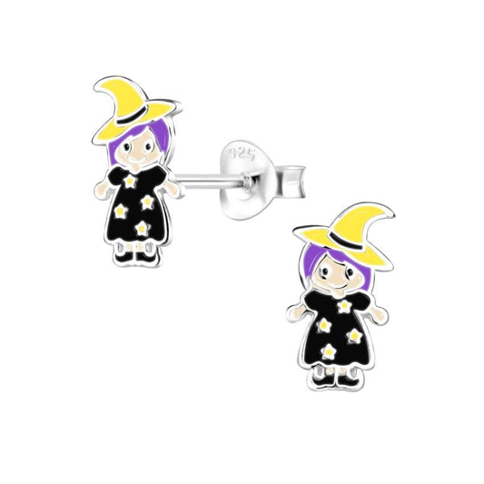 Sterling Silver Witch Stud Earrings