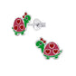 Sterling Silver Kids Red Turtle Earrings