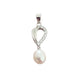 Sterling Silver And Pearl Pendant with a Cubic Zirconia Stone Drop