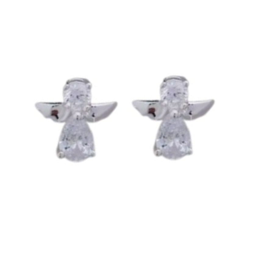 Sterling Silver Angel Earrings With A Diamante Stone Body