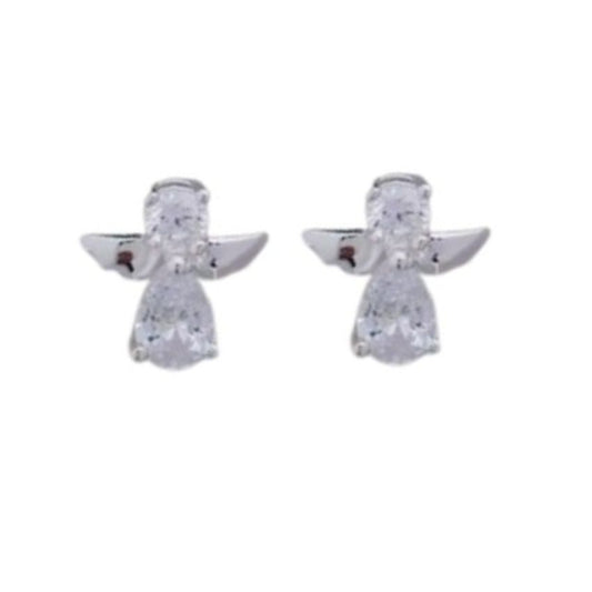Sterling Silver Angel Earrings With A Diamante Stone Body