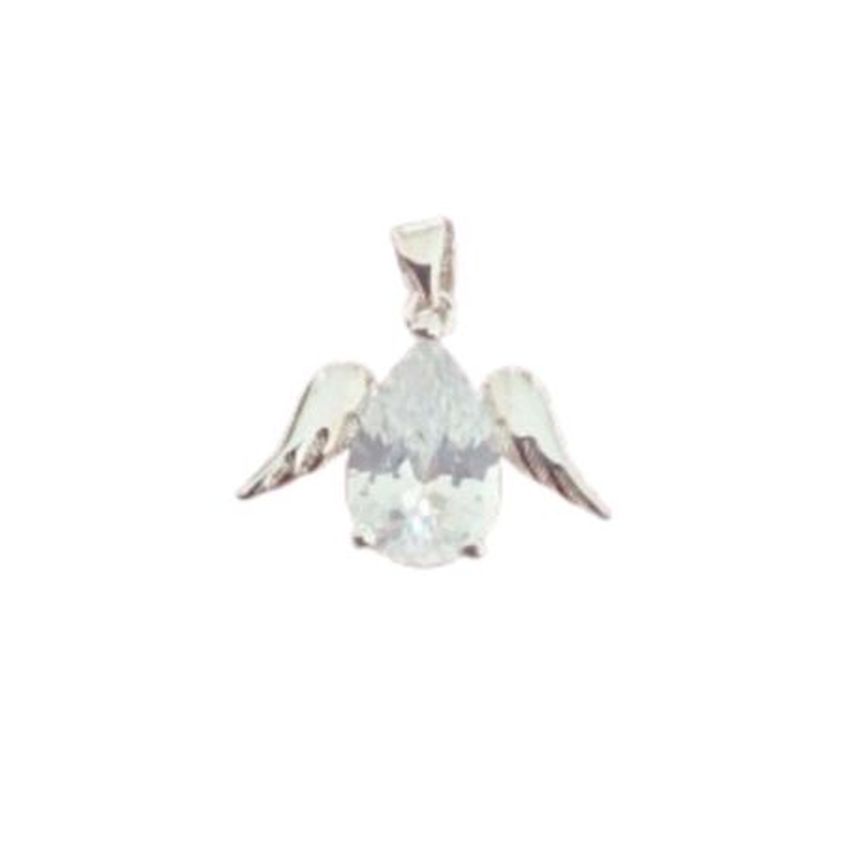 Sterling Silver Angel Pendant With A Cubic Zirconia Body