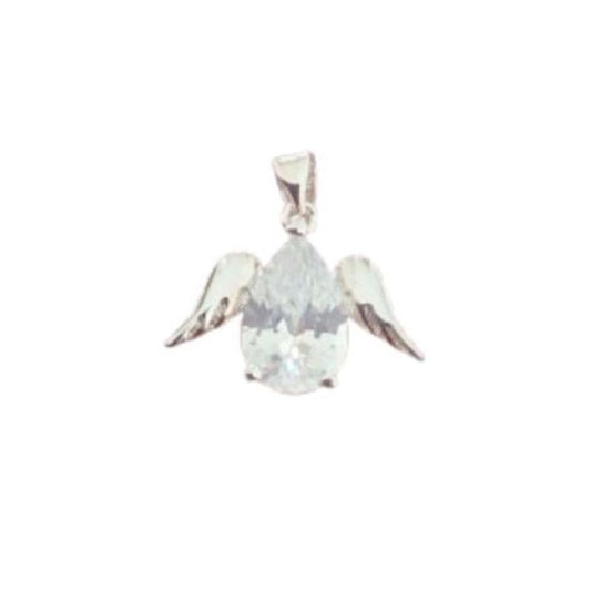 Sterling Silver Angel Pendant With A Cubic Zirconia Body