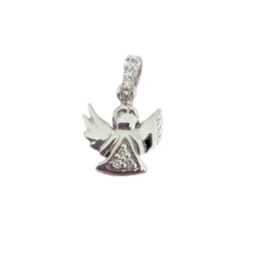 Sterling Silver Angel Pendant With Cubic Zirconia