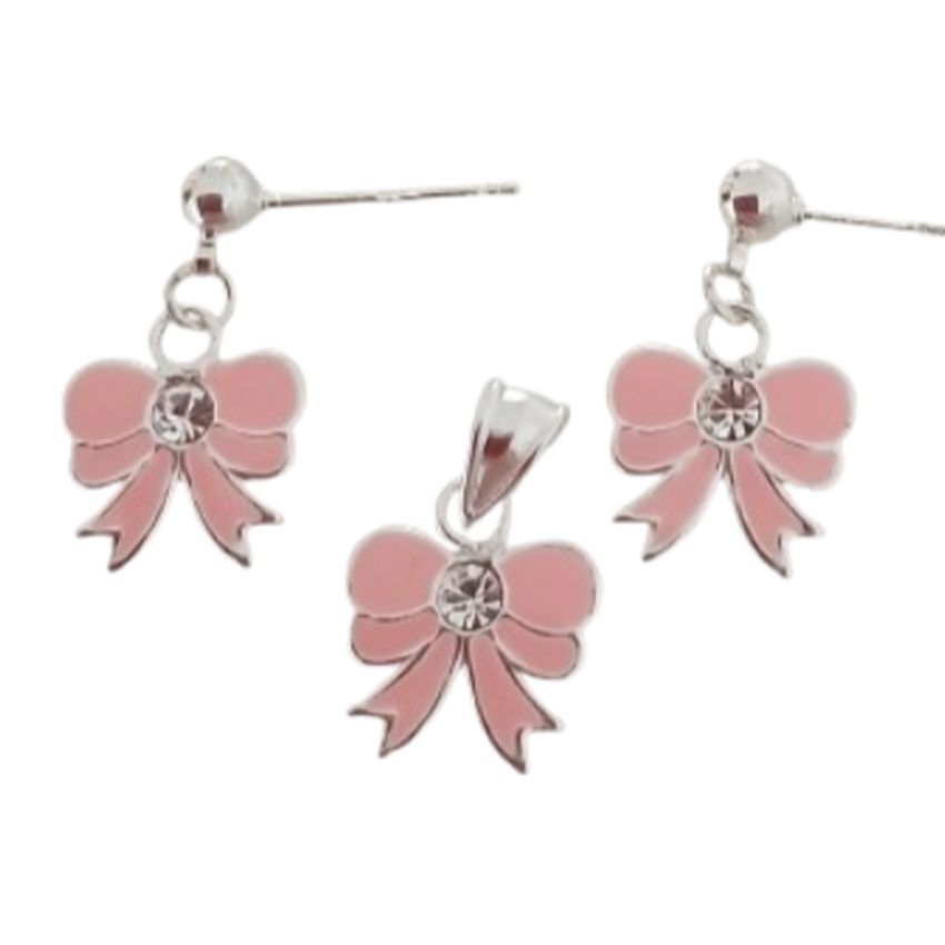 Sterling Silver Bow Childs Matching Jewellery Set