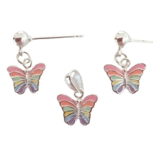 Sterling Silver Butterfly Childs Matching Jewellery Set