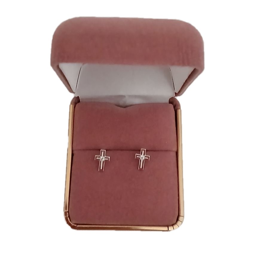 Sterling Silver Cross Earrings With A Cubic Zirconia Centre Stone(2)