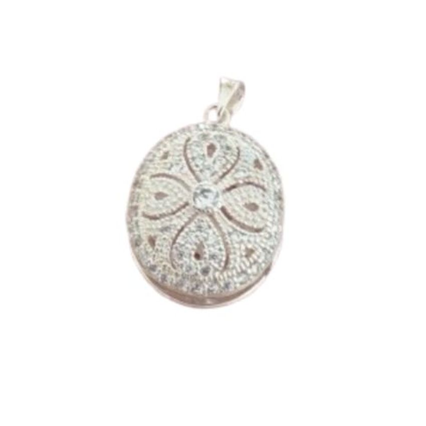 Sterling Silver Cubic Zirconia Encrusted Locket