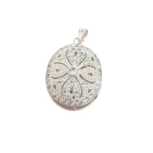 Sterling Silver Cubic Zirconia Encrusted Locket