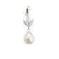 Sterling Silver Cubic Zirconia Leaf And Pearl Drop Pendant