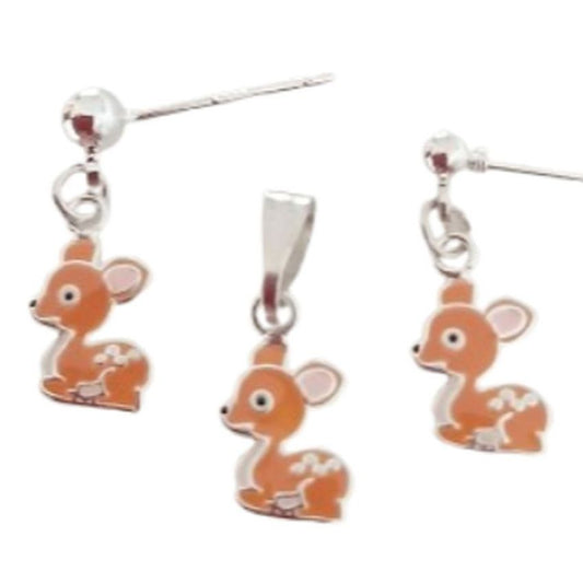 Sterling Silver Deer Childs Matching Jewellery Set
