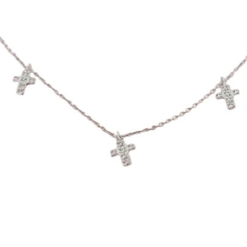 Sterling Silver Diamante Cross Set Necklace