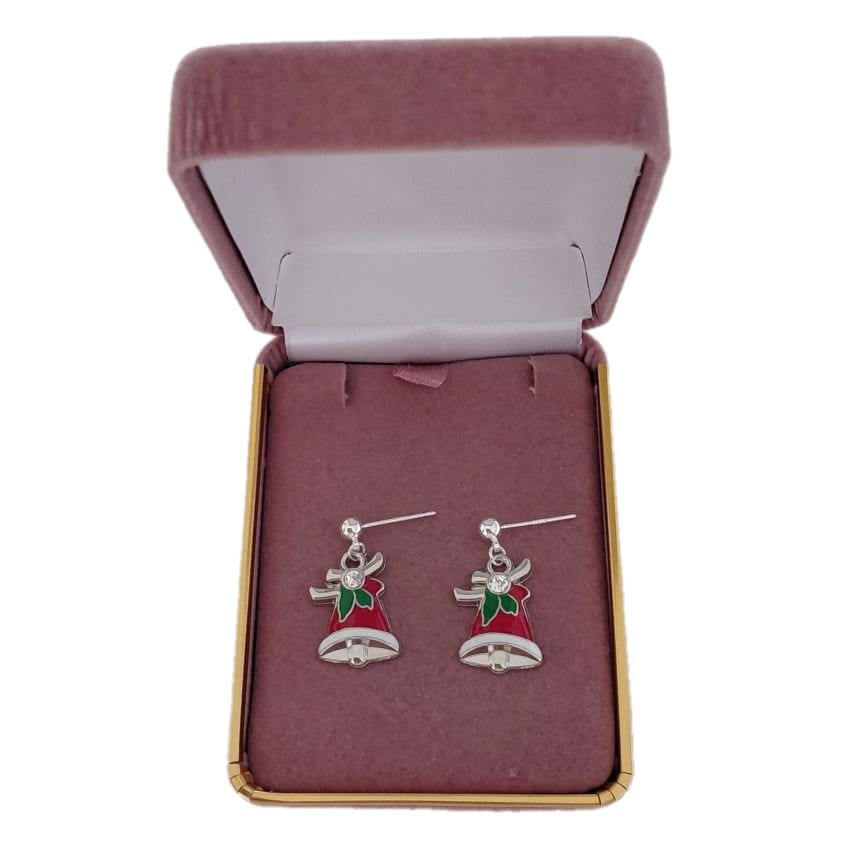 Sterling Silver Drop Christmas Bells Earrings
