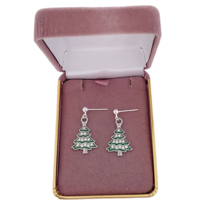 Sterling Silver Drop Christmas Tree Earrings(2)