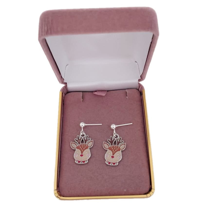 Sterling Silver Drop Reindeer Earrings