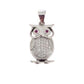 Sterling Silver Garnet Eyed Owl Pendant With a Cubic Zirconia Body