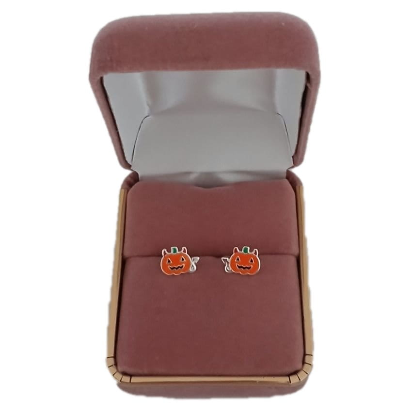 Sterling Silver Halloween Pumpkin Earrings(2)