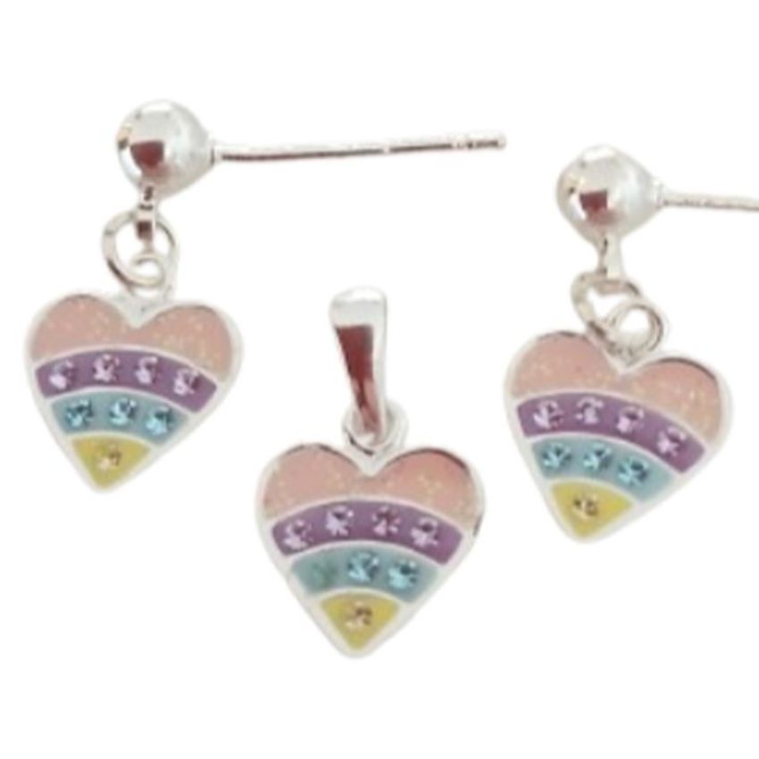 Sterling Silver Heart Childs Matching Jewellery Set