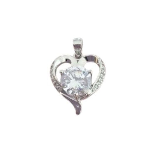Sterling Silver Heart Cubic Zirconia Pendant