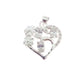 Sterling Silver Heart and Flower Design Crystal Pendant