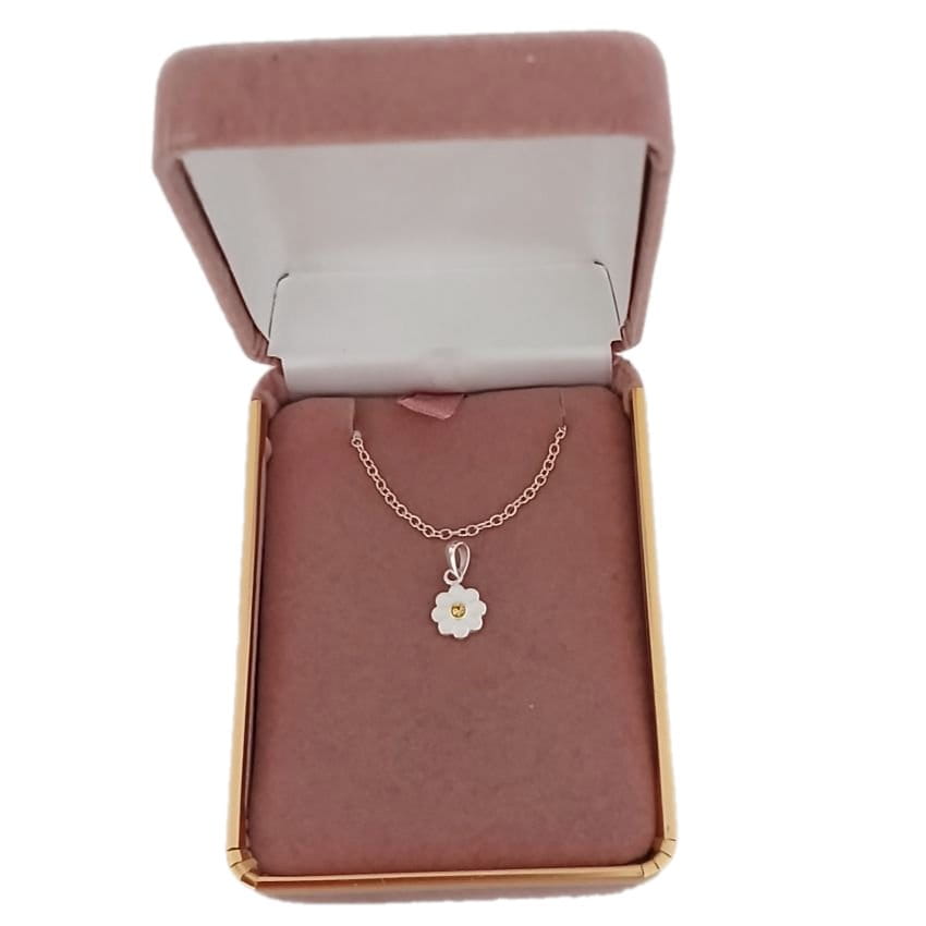 Sterling Silver Kids Enamel Daisy Necklace(2)