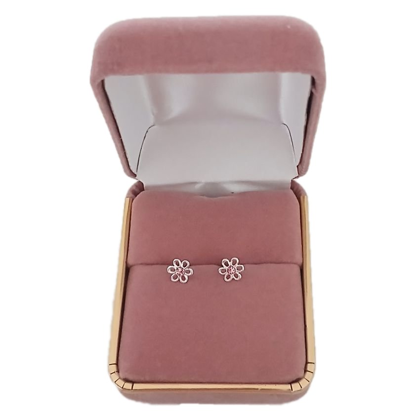 Sterling Silver Kids Flower Shaped Stud Earrings(2)
