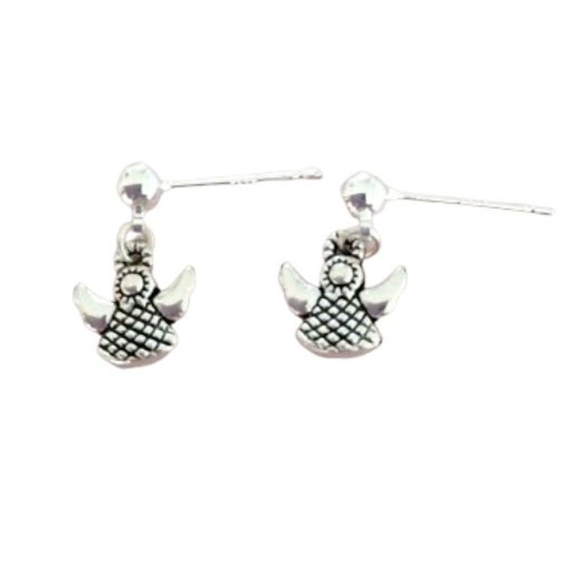 Sterling Silver Oxidised Angel Earrings