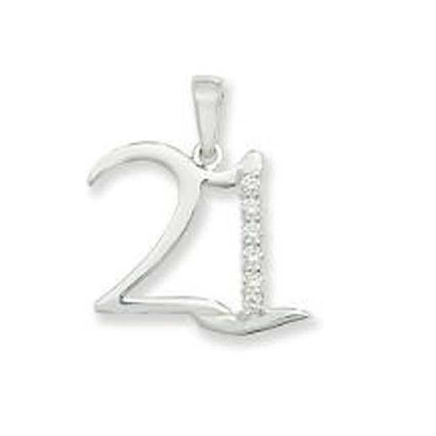 Sterling Silver Pave Set Cubic Zirconia 21st Birthday Necklace