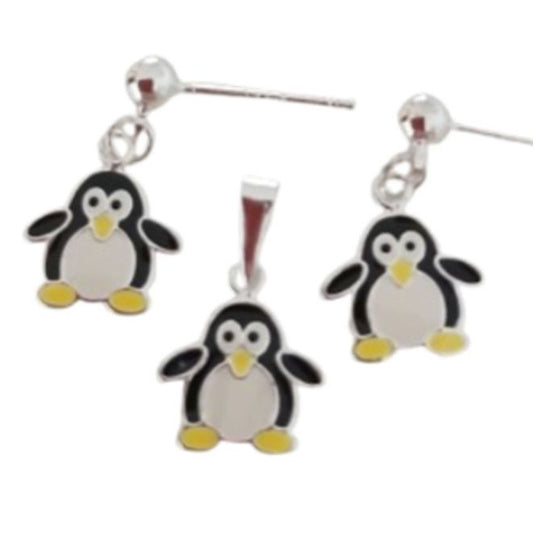 Sterling Silver Penguin Childs Matching Jewellery Set