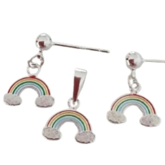 Sterling Silver Rainbow Childs Matching Jewellery Set