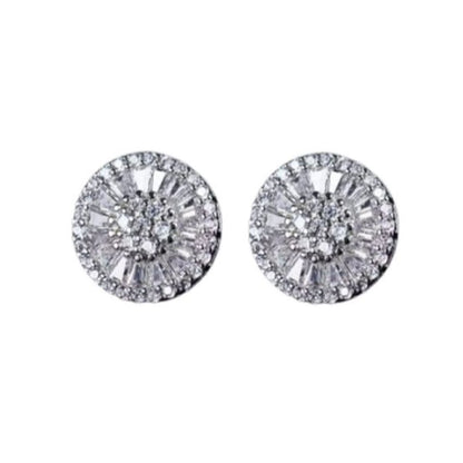 Sterling Silver Round Stud Sparkly Earrings