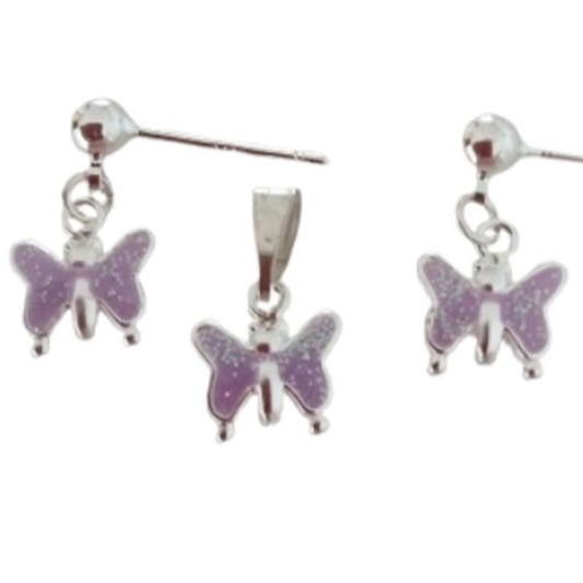 Sterling Silver Small Butterfly Childs Matching Jewellery Set