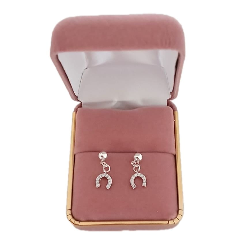 Sterling Silver Stem Horseshoe Drop Earrings(2)
