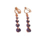 Stone Drop Purple Clip On Diamante Earrings