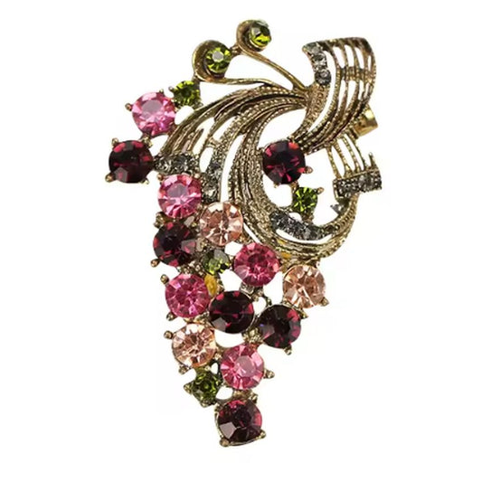 Stone Set Dark Pink Flower Brooch