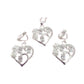 Stone Set Heart Clip On Earring Set