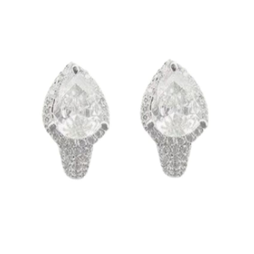 Stud Diamante And Silver Clip On Earrings