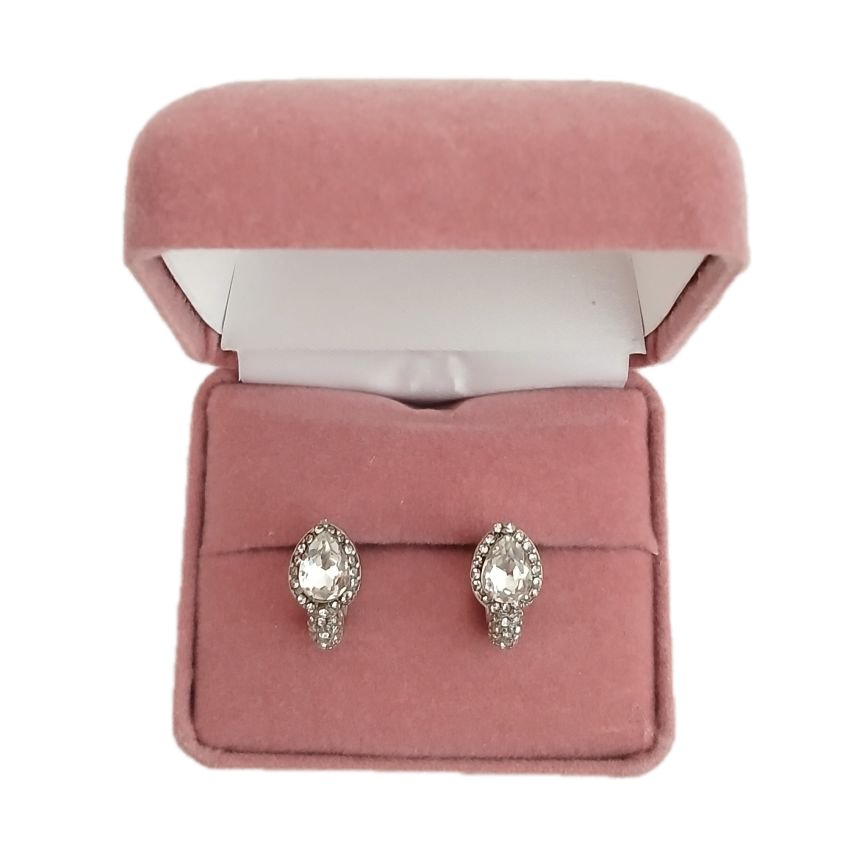 Stud Diamante And Silver Clip On Earrings(2)