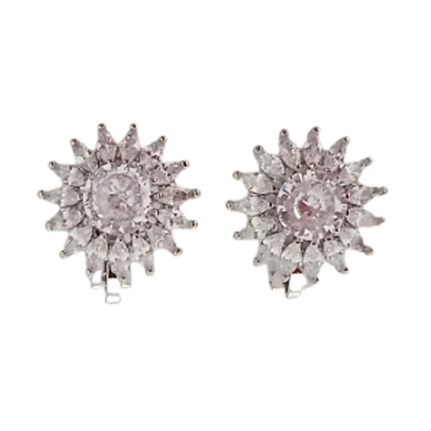 Stud Diamante And Silver Clip On Earrings